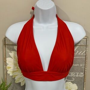 J.CREW Red Halter Tie-back Bikini Top M NEW!